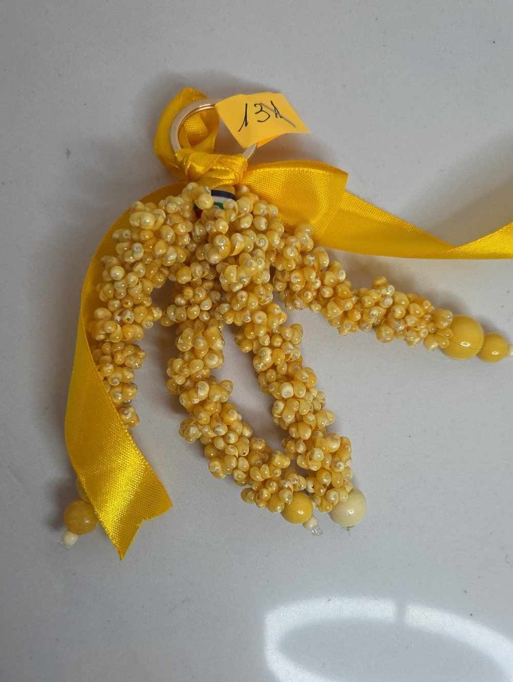 131 - Yellow Beaded Cluster Bag Charm